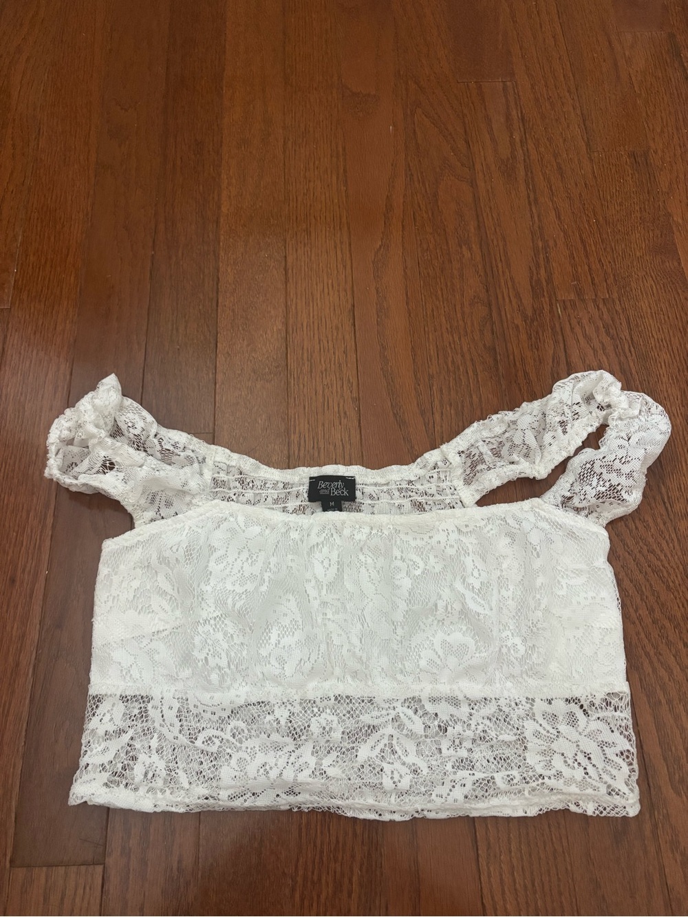 White Lace Crop Top - Women's